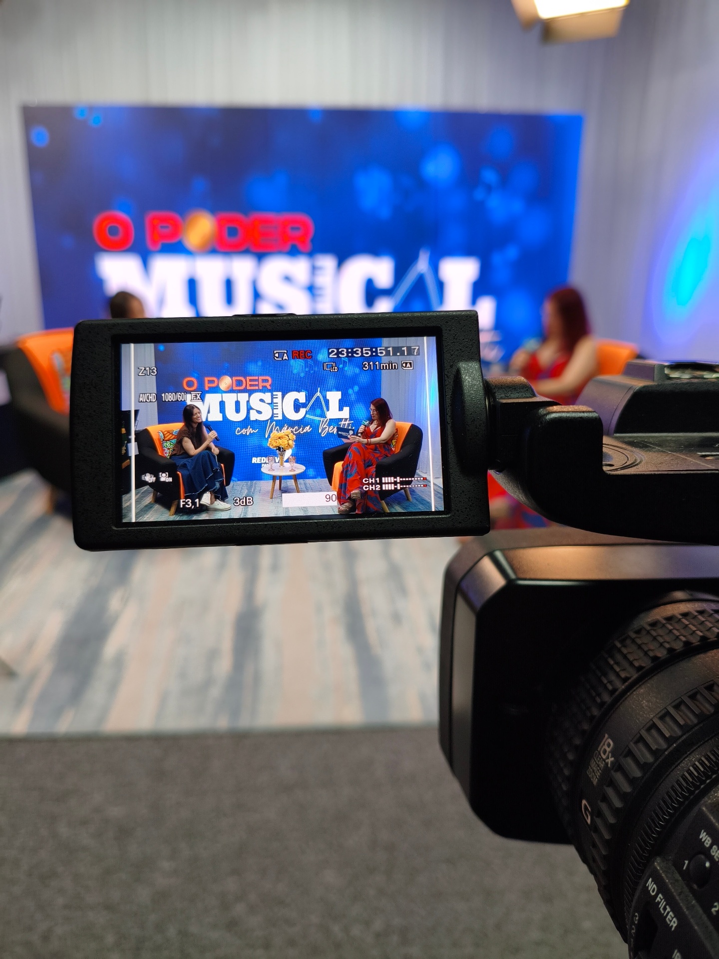Estúdio Rede TV Paraná — visor da câmera